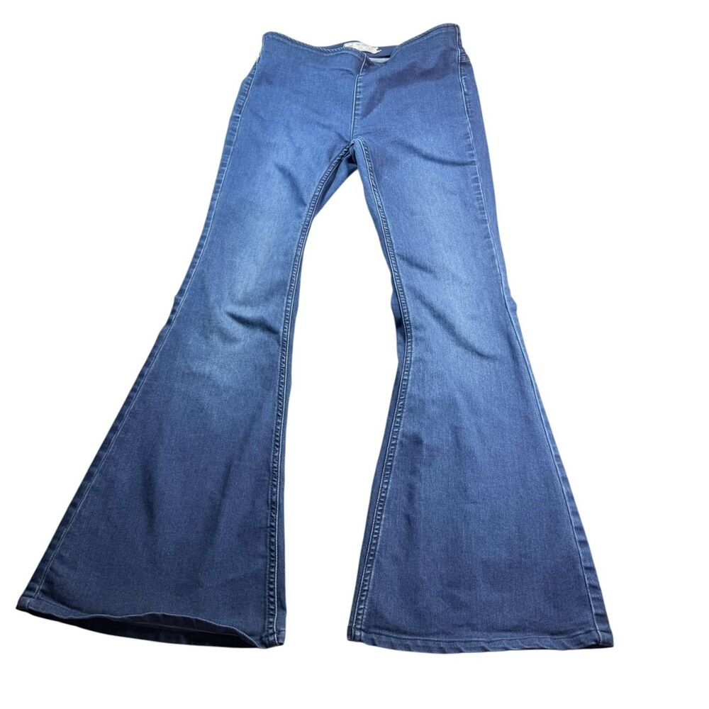 Free People Just Float On Flare Jeans W26 Pull On Bell Bottoms Medium Wash